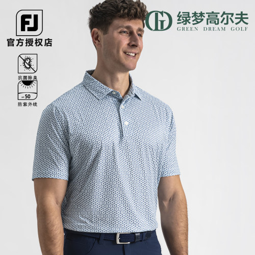 FootJoy高尔夫男士FJ新品拉斯维加斯纸牌印花短袖polo衫短袖T恤衫