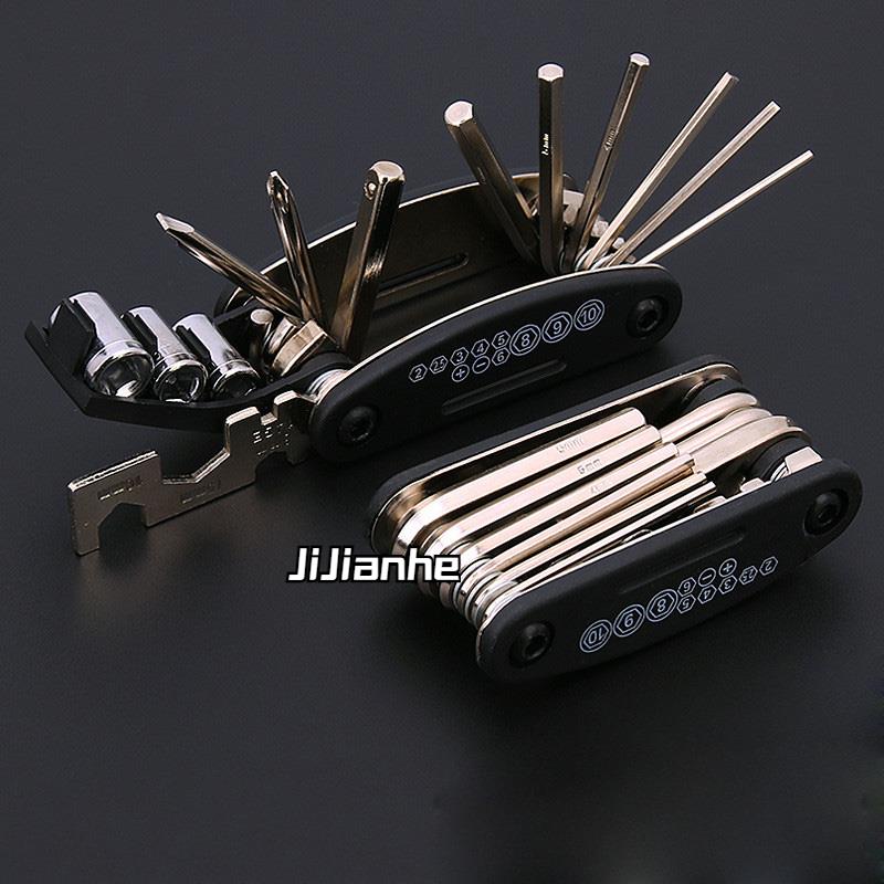 折叠式万能便携扳手螺丝刀套装多功能自行车维修单个内六角匙工具