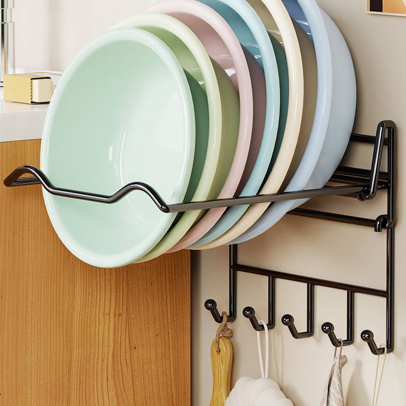 脸盆收纳层架浴室化妆室置物架免打孔壁挂式挂盆放盆架神器折叠挂