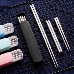 304不锈钢折叠筷子抽拉盒装可拆卸式组装筷便携可折叠两节筷子