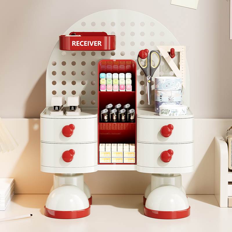 桌面洞洞板收纳盒立式免打孔书桌置物架办公学习桌笔架文具整理架