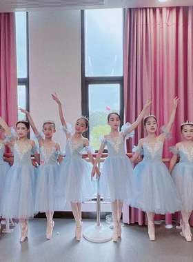 儿童芭蕾舞裙演出服女童小天鹅舞蹈裙浅蓝色蓬蓬纱裙tutu裙表演服