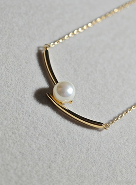 简约施家珍珠极光项链女925银百搭锁骨链轻奢小众时尚颈链配饰