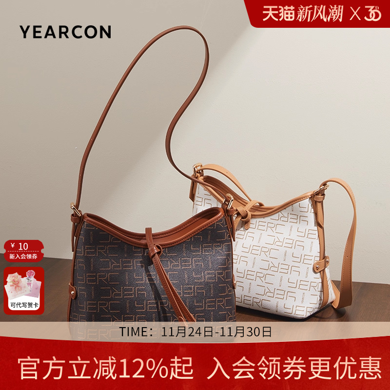 意尔康单肩斜挎包复古印花大容量