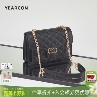 意尔康2026新款 单肩斜挎包包 女包高级感精致小包菱格链条时尚