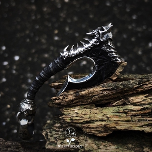 夜曲工作室 925银原创手工 格罗姆地狱咆哮之斧-血吼挂件挂坠吊坠