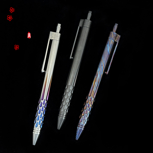 钛锆合金钛马士革 水滴剑纹 中性笔高端商务办公签字笔EDC战术笔