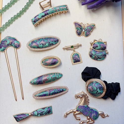 非遗原创新中式国风新宋锦抓夹