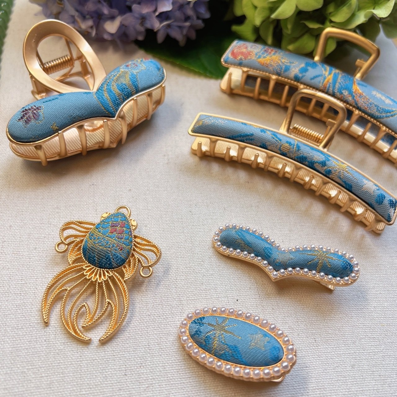 非遗原创新中式国风新宋锦纯手工浪漫双鱼座抓夹发夹头饰饰品,个性定制/设计服务/DIY,其它饰品定制,淘宝优惠券,粉丝福利购,淘宝优惠卷