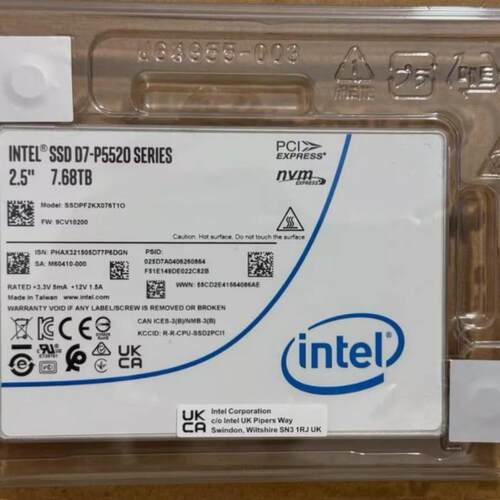 7.68TB Intel SSD D7-P5520 U.2 SSDPF2KX076T1N1 Series DC NVME
