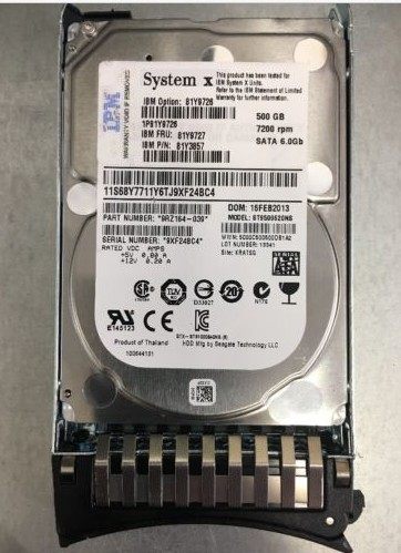 81Y9727 81Y9726 81Y3857 IBM 500GB 7.2K 6G SFF 2.5
