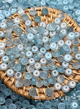 高冰算盘珠浅蓝色隔珠玉珠散珠diy手工编织手串饰品配珠海蓝宝