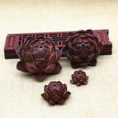 红檀五层莲花 手工diy雕刻 木雕钥匙扣挂件 实木工艺品车挂吊坠
