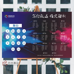 定制2026公司年会布置尾牙席位图座位表酒席宴会座次安排表海报KT