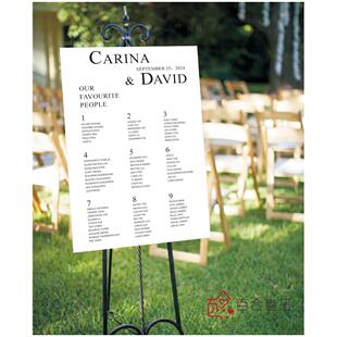 白色简约婚礼座位图婚宴席位图结婚座次表酒席席位牌制作印刷KT板