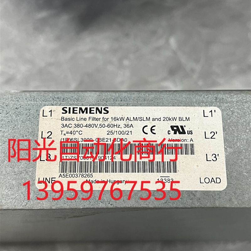 6SL3000-0BE21-6DA0西门子滤波器 一个 成色
