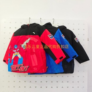 安踏儿童2025年冬款 男小童骑行系列变形金刚易去污连帽羽绒服9909