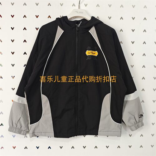 安踏儿童春秋连帽丝光绒外套新款