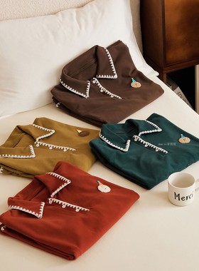 情侣德绒睡衣女秋冬季磨毛新婚本命年红色加绒保暖可外穿男家居服