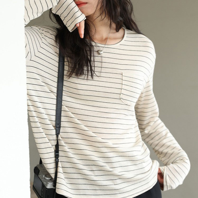 天丝亚麻休闲百搭T恤女打底衫