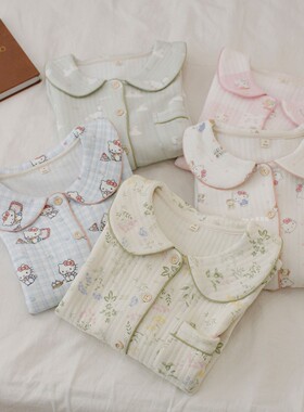 可爱小动物睡衣女秋冬季纯棉空气棉保暖卡通居家服学生全棉家居服