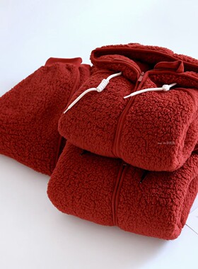 加厚保暖睡衣情侣秋冬季羊羔绒连帽纯色简约休闲可外穿男女家居服