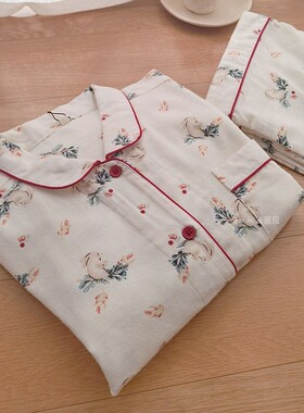 浆果兔睡衣女春秋款纯棉绒布磨毛长袖可爱卡通全棉冬季家居服套装