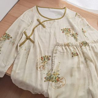 复古国风睡衣女夏季轻软竹棉纱布长袖短袖吊带家居服旗袍汉服睡裙