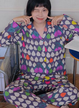 文艺梨想派睡衣女秋冬季纯棉磨毛绒布保暖全棉法兰绒家居服两件套