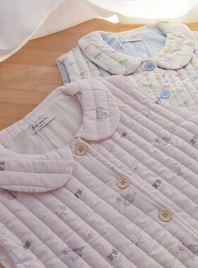 马思纯同款马甲可爱秋冬夹棉背心坎肩居家棉服家居服上衣纯棉睡衣