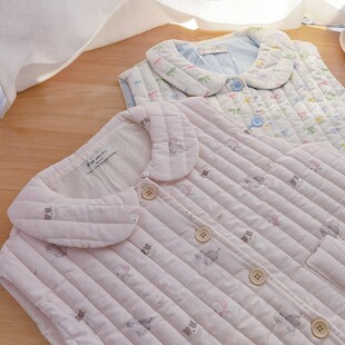 居家甜美可外穿棉服蝴蝶结家居服上衣 猫猫狗狗三层夹棉马甲秋冬季