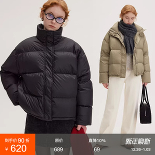 范洛Fano 保暖廓形立领面包服防寒外套 羽绒服女90白鸭绒2025冬季