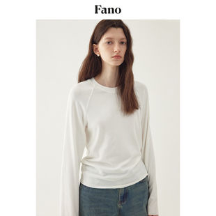 毛边宽松圆领T恤仿羊绒插肩袖 范洛Fano 上衣短 柒柒Moon直播间
