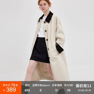 法式 范洛2025秋季 撞色長款 現(xiàn)貨 風(fēng)衣女高級感燈芯絨外套大衣女