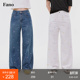 女夏薄款 范洛Fano 小众彩色小花刺绣宽松直筒百搭显瘦牛仔阔腿裤