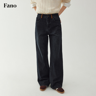 设计感休闲直筒裤 新款 子女 2026春季 范洛复古撞色麂皮拼接牛仔裤