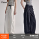 子 百搭阔腿裤 范洛白色直筒休闲裤 女高腰显瘦棉质2026夏宽松弯刀裤