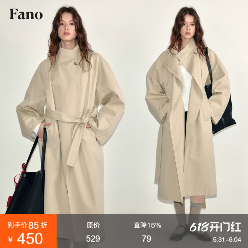 范洛简约慵懒感插肩袖廓形风衣
