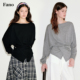 上衣 圆领宽松廓形针织衫 范洛Fano 慵懒高级感解构交叉门襟蝙蝠袖