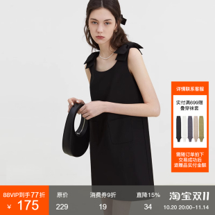 连衣裙女法式 黑色无袖 蝴蝶结设计感U领背心裙子 新款 范洛2025夏季