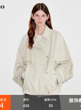 范洛Fano 细节控设计感不对称活页插肩袖短风衣外套女2026春新款