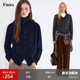 范洛Fano 设计感可立可翻领天丝羊毛立高领单排扣毛衣开衫 外套女