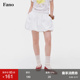 里白色短款 范洛Fano 少女感立体蓬感花苞自带裤 半身裙女小个子夏