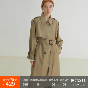 風(fēng)衣女長款 現(xiàn)貨 范洛Fano2025秋季 系帶高級(jí)英倫風(fēng)防風(fēng)大衣外套