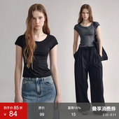 范洛 简约打底圆领上衣 T恤女2025夏季 黑科技×索罗娜凉感 短袖