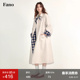 范洛Fano 2025新款 简约北欧风撞色格纹拼接长款 风衣外套女中长款