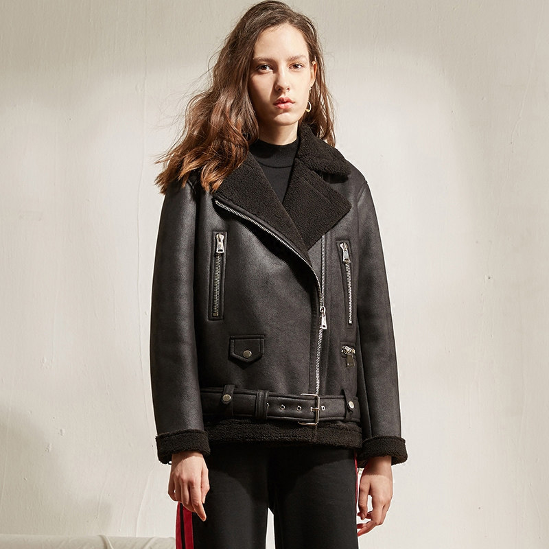 Fs2019秋冬季宽松仿羊羔毛仿皮毛一体黑色拉链夹克机车外套女加厚在类目 女装/女士精品, 皮草中 - 来自Buy2taobao.com提供专业的淘宝代购服务