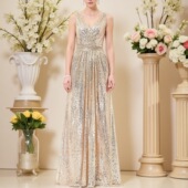 dresses 优雅晚礼服prom 新品 欧美高端气质名媛长裙女亮片长款