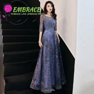 气场女王连衣裙eve 夏宴会端庄气质优雅大气长款 晚礼服女时尚 新款