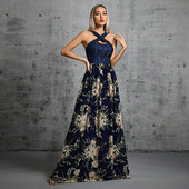 evening dress亚马逊晚礼服新款 挂脖休闲度假欧美跨境连衣裙